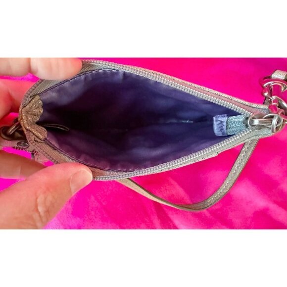 Coach Vintage Metallic Taupe Wristlet Rare Find - Picture 6 of 7
